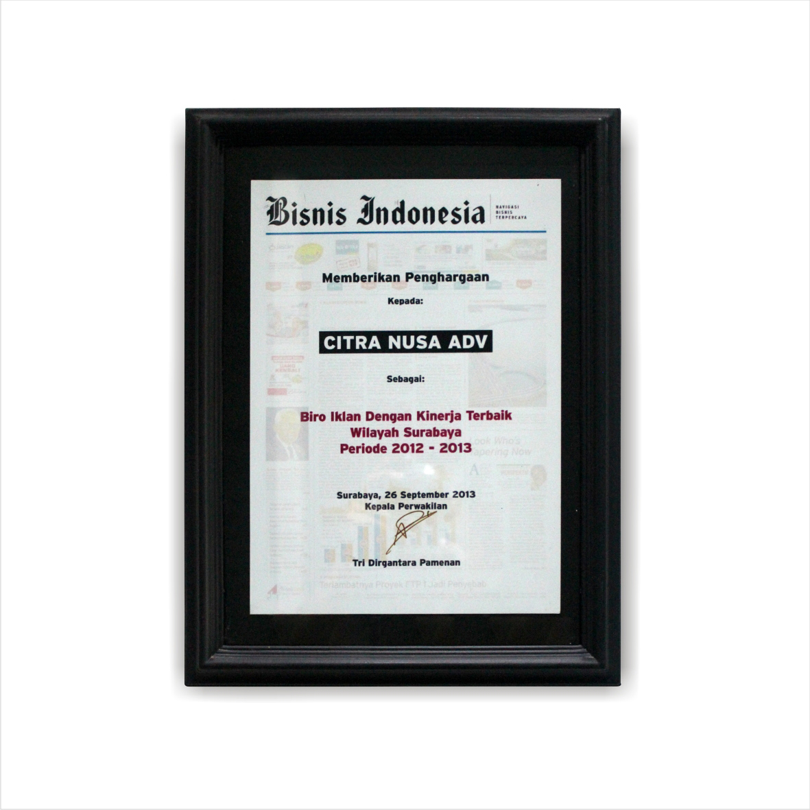 Kinerja Biro Iklan Terbaik Periode 2012-2013